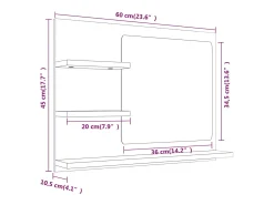 Helloshop26 Espejo de baño 60 x 10,5 x 45 cm madera de ingeniería gris 02_0006901 Marru00f3n Online