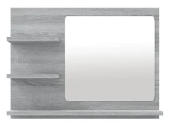 Helloshop26 Espejo de baño 60 x 10,5 x 45 cm madera de ingeniería gris 02_0006901 Marru00f3n Online