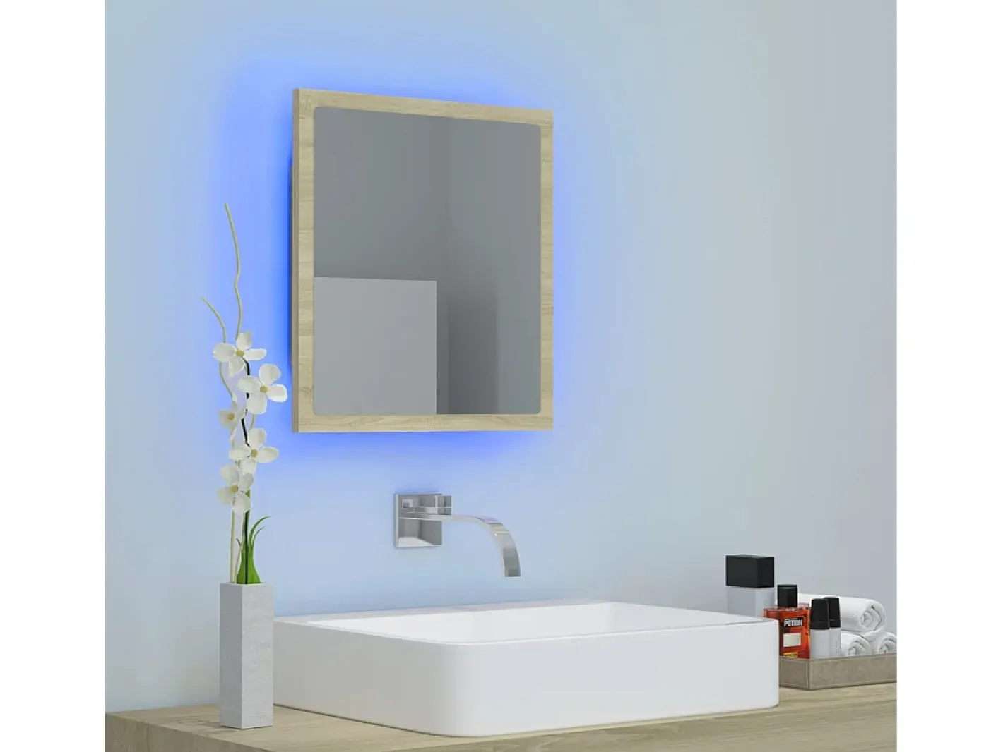 Sale Espejo de baño acrílico color roble Sonoma 40x8,5x37 cm ES449400 Marru00f3n