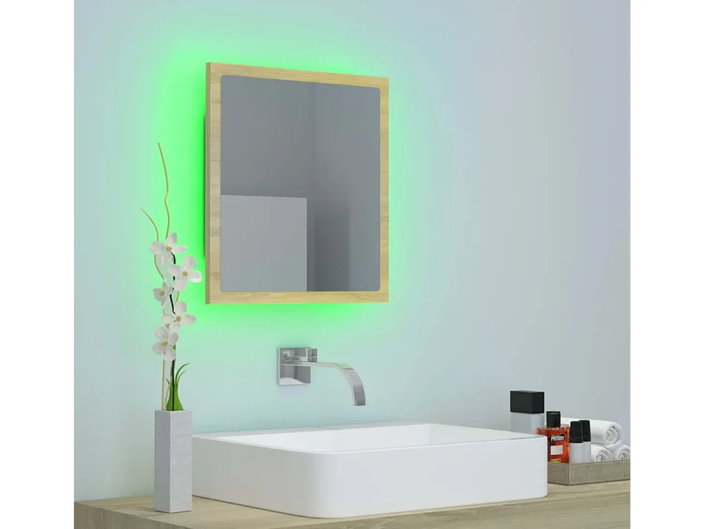 Sale Espejo de baño acrílico color roble Sonoma 40x8,5x37 cm ES449400 Marru00f3n