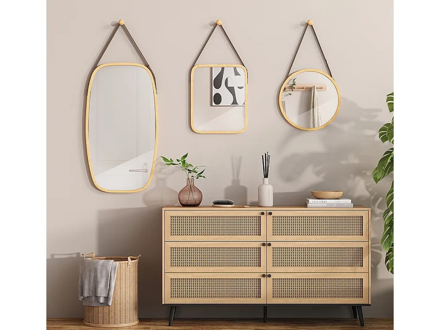 Vicco Espejo de baño bambú 38x38x1.5 mirno Color natural claro Sale