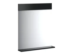 Hot Espejo de baño BERG con estante de madera maciza negra Negro