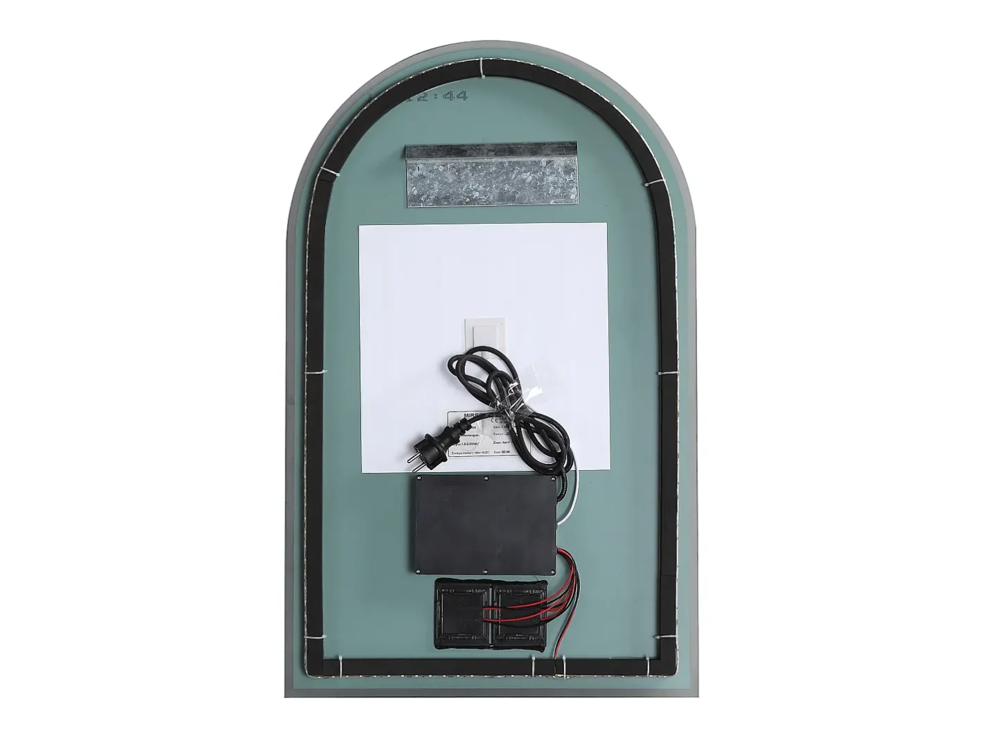 Clearance OZAIA Espejo de baño con forma de arco antivaho con luces LED, Ancho 50 cm, ARCADI Transparente