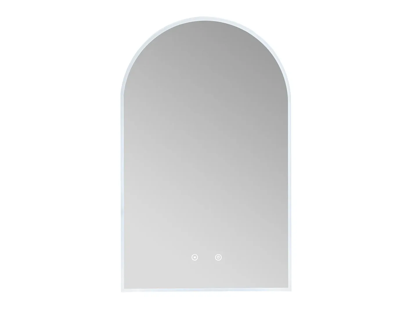 Clearance OZAIA Espejo de baño con forma de arco antivaho con luces LED, Ancho 50 cm, ARCADI Transparente