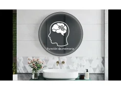 Espejo-Espejo de baño con Led,70 x 70 cm, Luz led con tres colores,Con función antivaho, bluetooth , reloj digital.Marco negro, diseño contemporáneo. Transparente