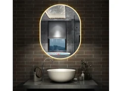 Outlet Espejo de baño con Led,50 x 100 cm, Luz led con tres colores,Con función antivaho, memoria agapada, brillo ajustable. Transparente