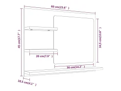 New Helloshop26 Espejo de baño de roble ahumado 60 x 10,5 x 45 cm madera de ingeniería 02_0006895 Beige