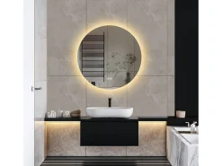 Espejo de baño, función antivaho, ajuste de brillo de tres velocidades, D80cm Blanco New