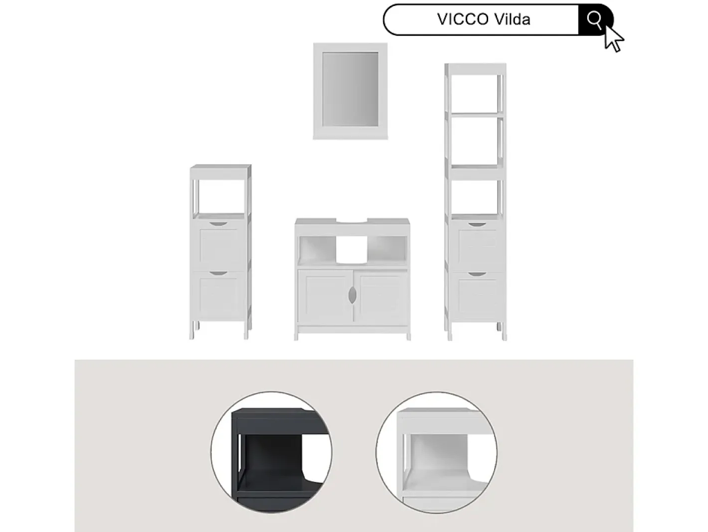 Vicco Espejo-Espejo de baño 40x10x50 vilda Gris