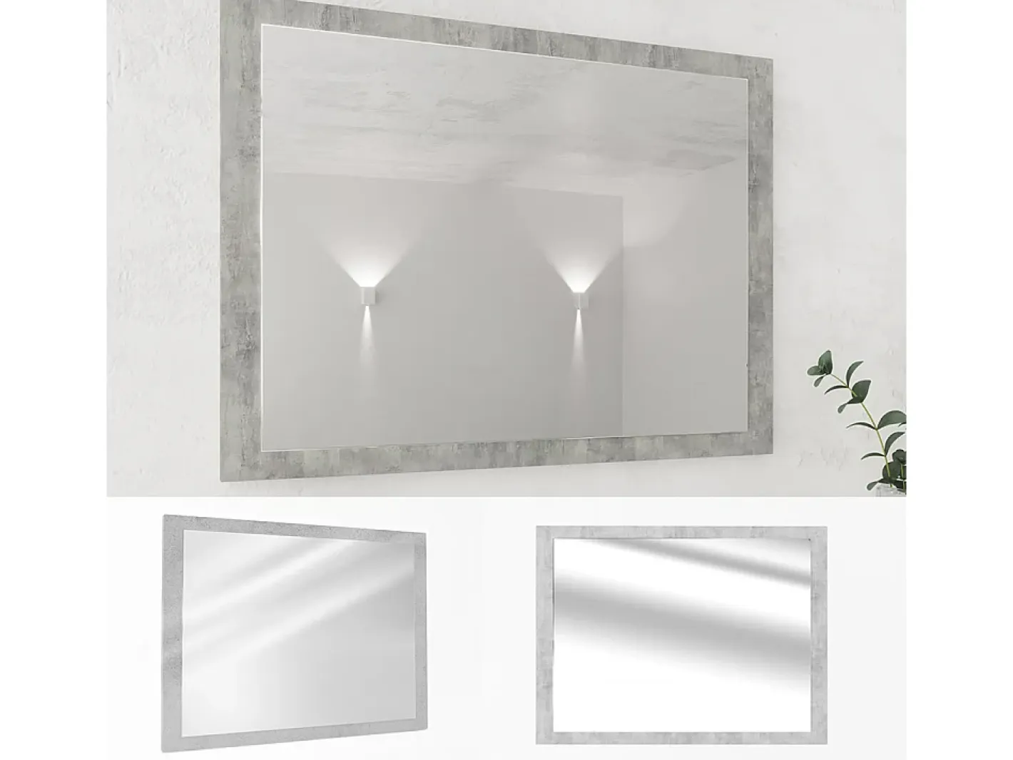 Vicco Espejo-Espejo de baño hormigón 45x2x60 kiko Gris claro