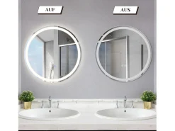 Outlet NETTLIFE Espejo de baño iluminado - Redondo 80 cm LED, IP44, interruptor táctil, antivaho, ajustable 3000K-6500K Transparente