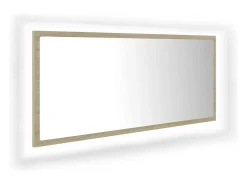 New Helloshop26 Espejo de baño LED 100 x 8,5 x 37 cm acrílico roble Sonoma 02_0006960 Beige