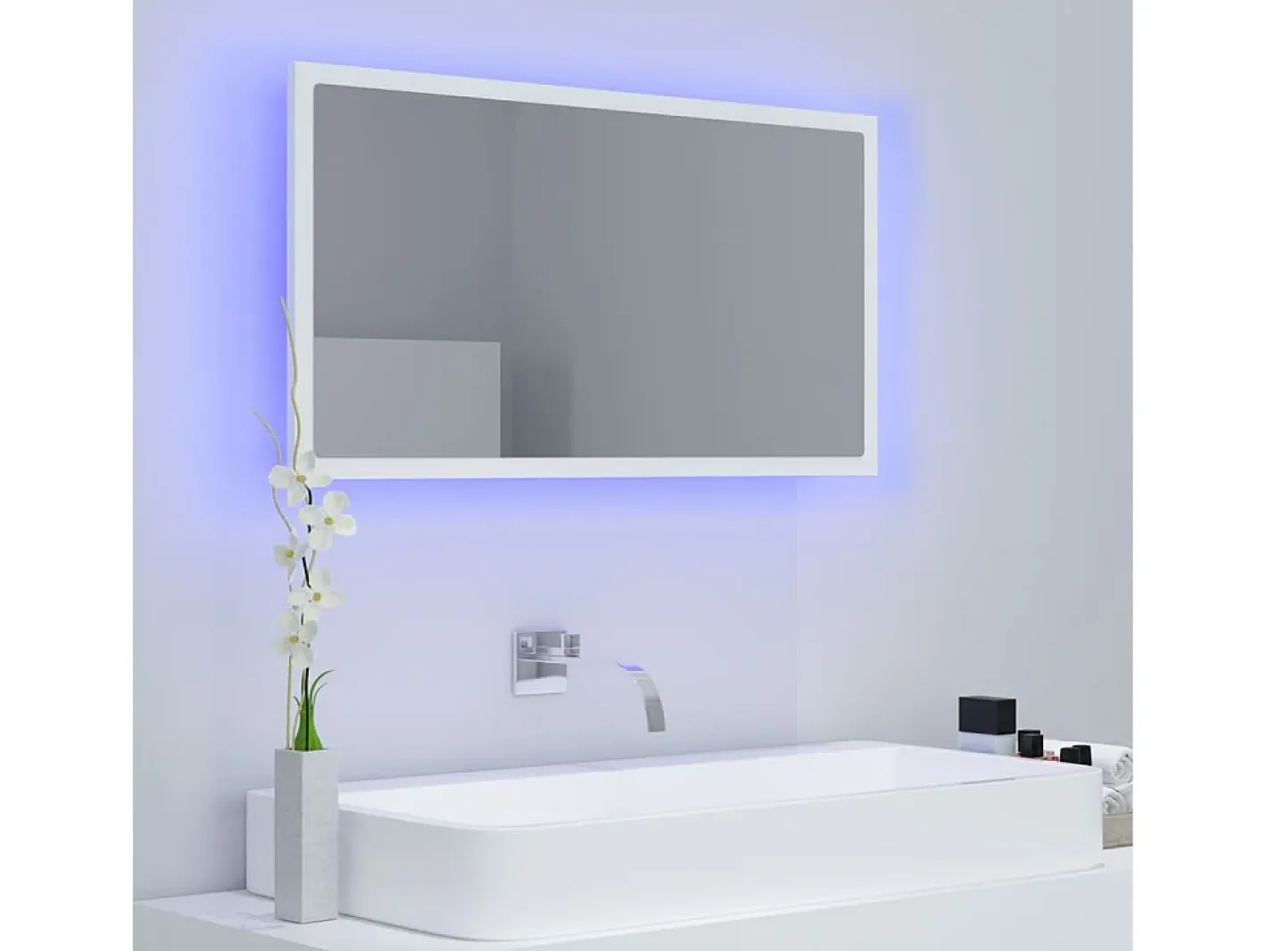 Espejo de baño LED acrílico 80x8,5x37 cm ES767247 Blanco Discount