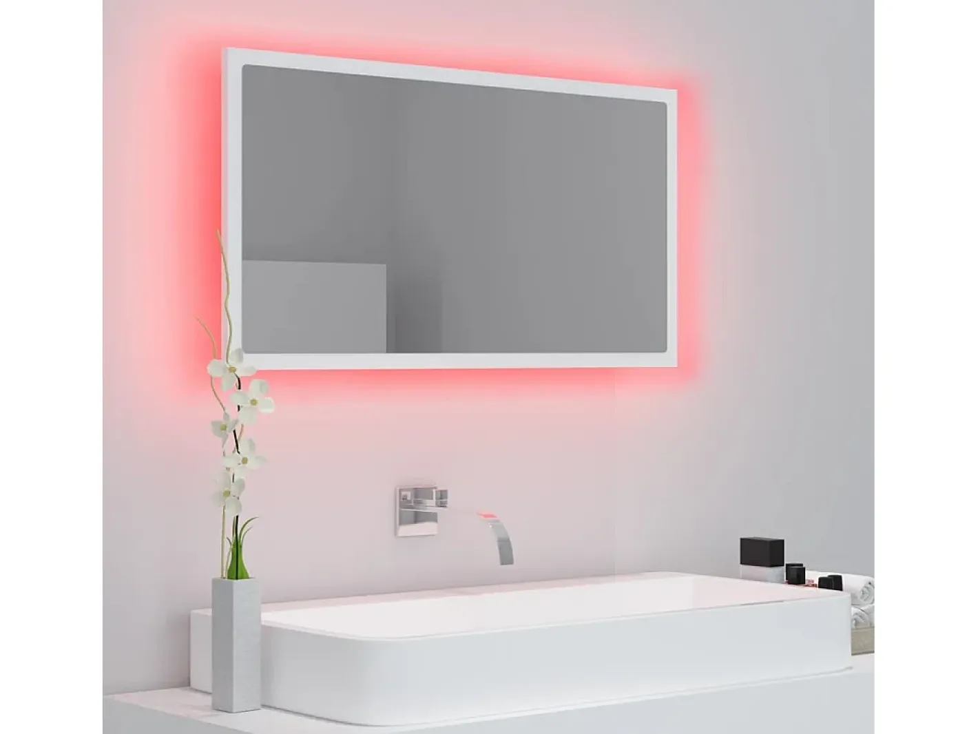 Espejo de baño LED acrílico 80x8,5x37 cm ES767247 Blanco Discount