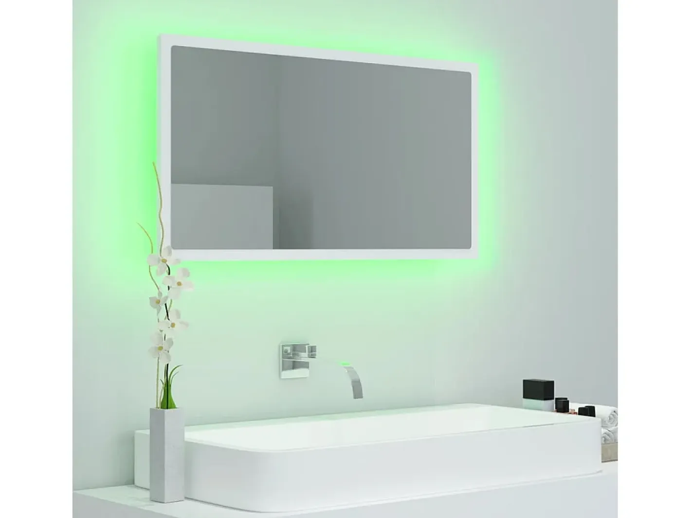 Espejo de baño LED acrílico 80x8,5x37 cm ES767247 Blanco Discount