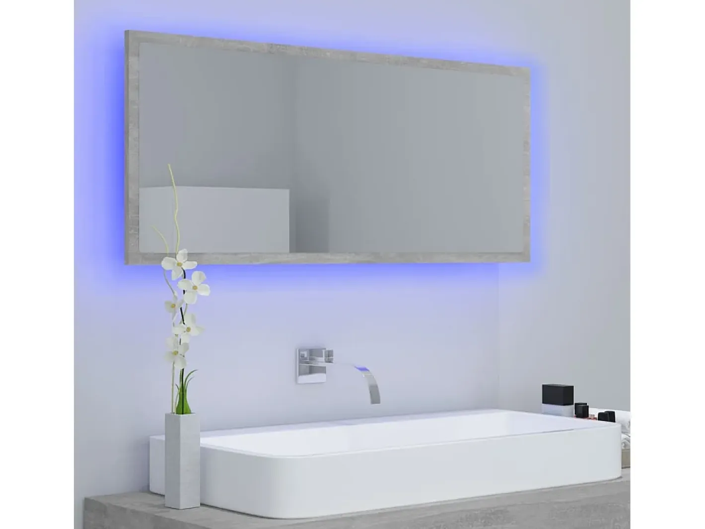 Best Espejo de baño LED acrílico hormigón 100x8,5x37 cm ES985910 Gris