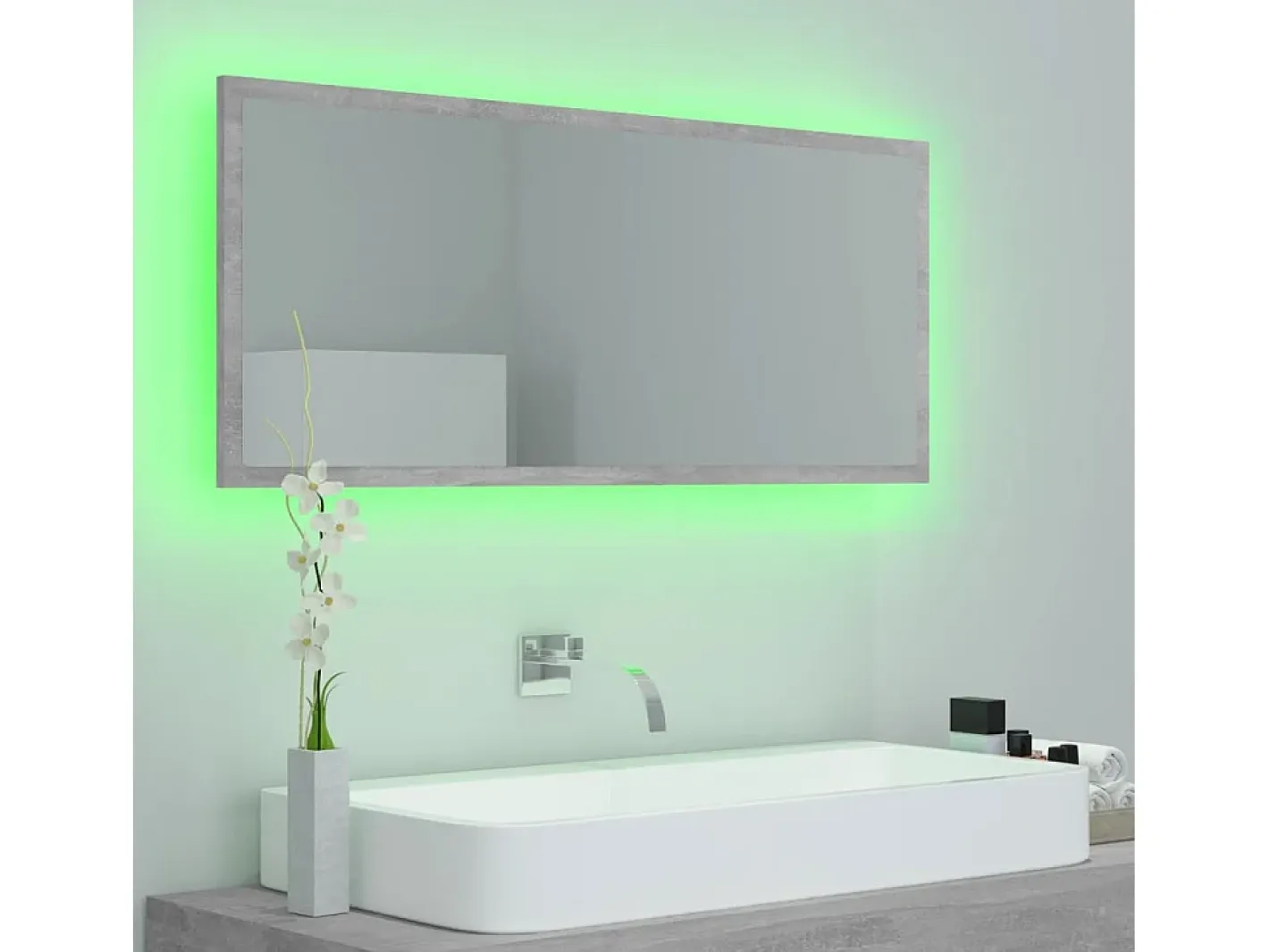 Best Espejo de baño LED acrílico hormigón 100x8,5x37 cm ES985910 Gris