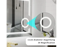 Fativo Espejo-Espejo de baño LED, espejo de pared con aumento antivaho iluminado, 90x70cm Plateado