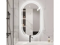 Hauss Spole Espejo-Espejo de baño LED ovalado 60x90 cm con función antivaho - Cristal antivaho Plateado