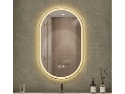 Hauss Spole Espejo-Espejo de baño LED ovalado 60x90 cm con función antivaho - Cristal antivaho Plateado