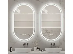 Hauss Spole Espejo-Espejo de baño LED ovalado 60x90 cm con función antivaho - Cristal antivaho Plateado