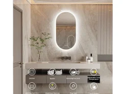 Fativo Espejo de baño LED ovalado 100x50cm espejo de pared iluminado con 3 colores ajustables 100x50cm Plateado Hot