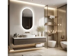 Fativo Espejo de baño LED ovalado 100x50cm espejo de pared iluminado con 3 colores ajustables 100x50cm Plateado Hot