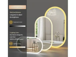 Fativo Espejo de baño LED ovalado 100x50cm espejo de pared iluminado con 3 colores ajustables 100x50cm Plateado Hot