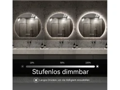 Hauss Spole Espejo de baño LED redondo, 80 cm, color plata con función antivaho - Cristal y metal Plateado Online
