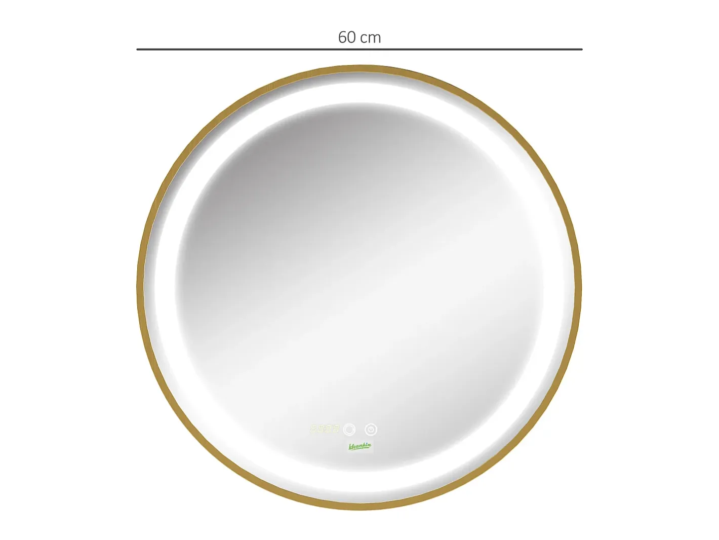 Discount Espejo de baño LED, regulable, función memoria, aluminio, (60x60 cm) Dorado