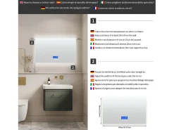 Espejo-Espejo de baño LED 100x60 cm - Iluminación, Táctil, Antivaho, Reloj, Temperatura, Regulable Transparente