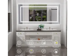Hot Fativo Espejo de baño LED 120x80cm espejo de pared rectangular luz antivaho 120x80cm Plateado
