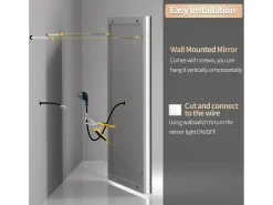 Hot Fativo Espejo de baño LED 90x70cm espejo de pared rectangular retroiluminado antivaho 90x70cm Plateado
