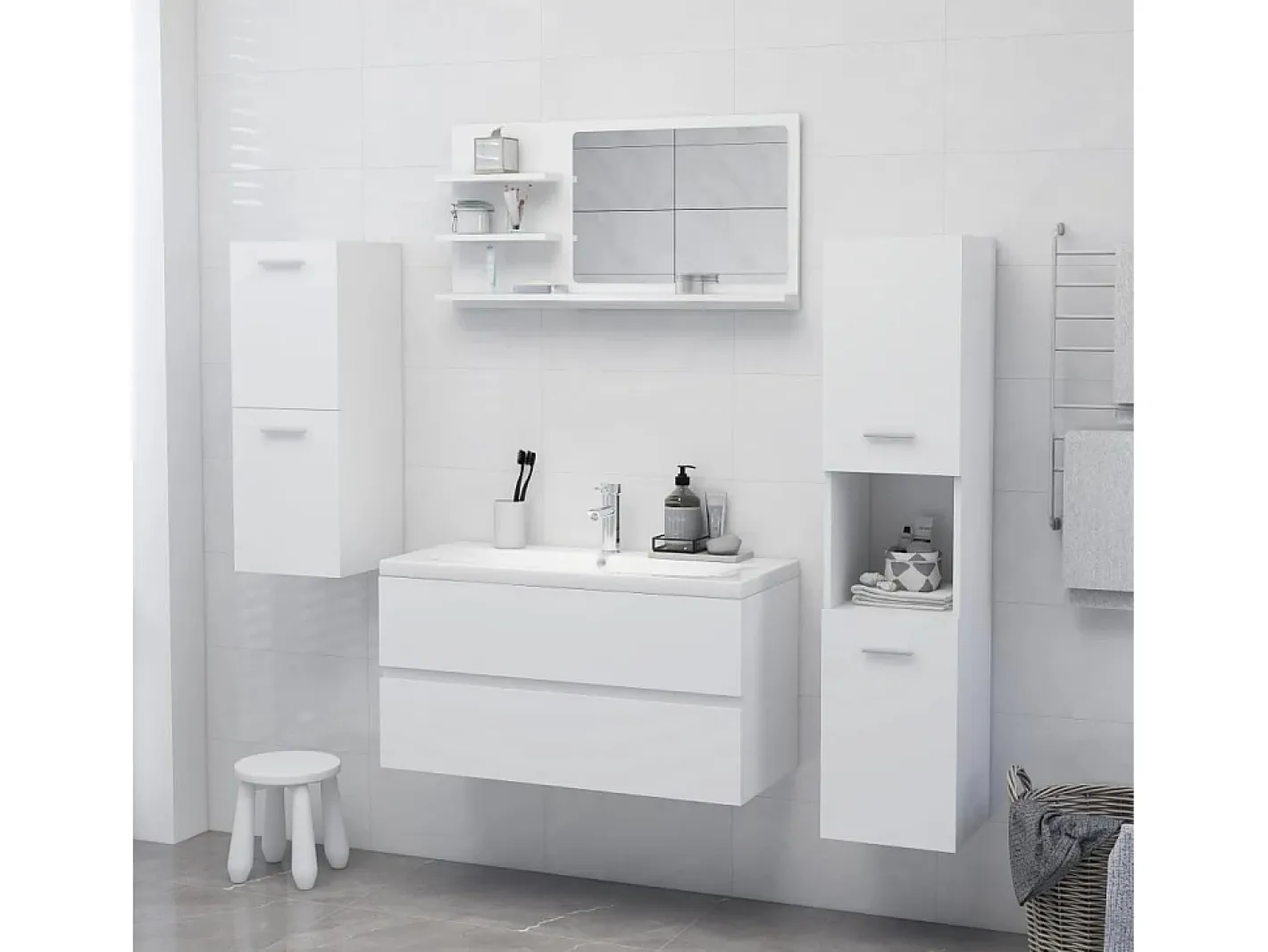 Espejo de baño madera contrachapada 90x10,5x45 cm ES142185 Blanco Clearance