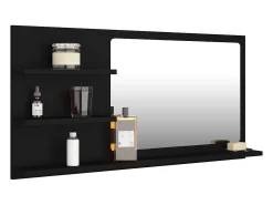Hot Espejo de baño madera contrachapada 90x10,5x45 cm ES151031 Negro