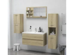 Espejo de baño madera contrachapada roble Sonoma 90x10,5x45 cm ES249897 Marru00f3n Hot