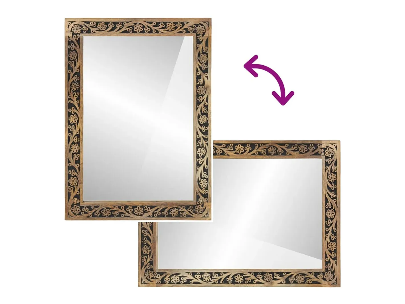 Best Espejo de baño madera maciza de acacia y vidrio 50x70x2,5 cm ES675940 Marru00f3n
