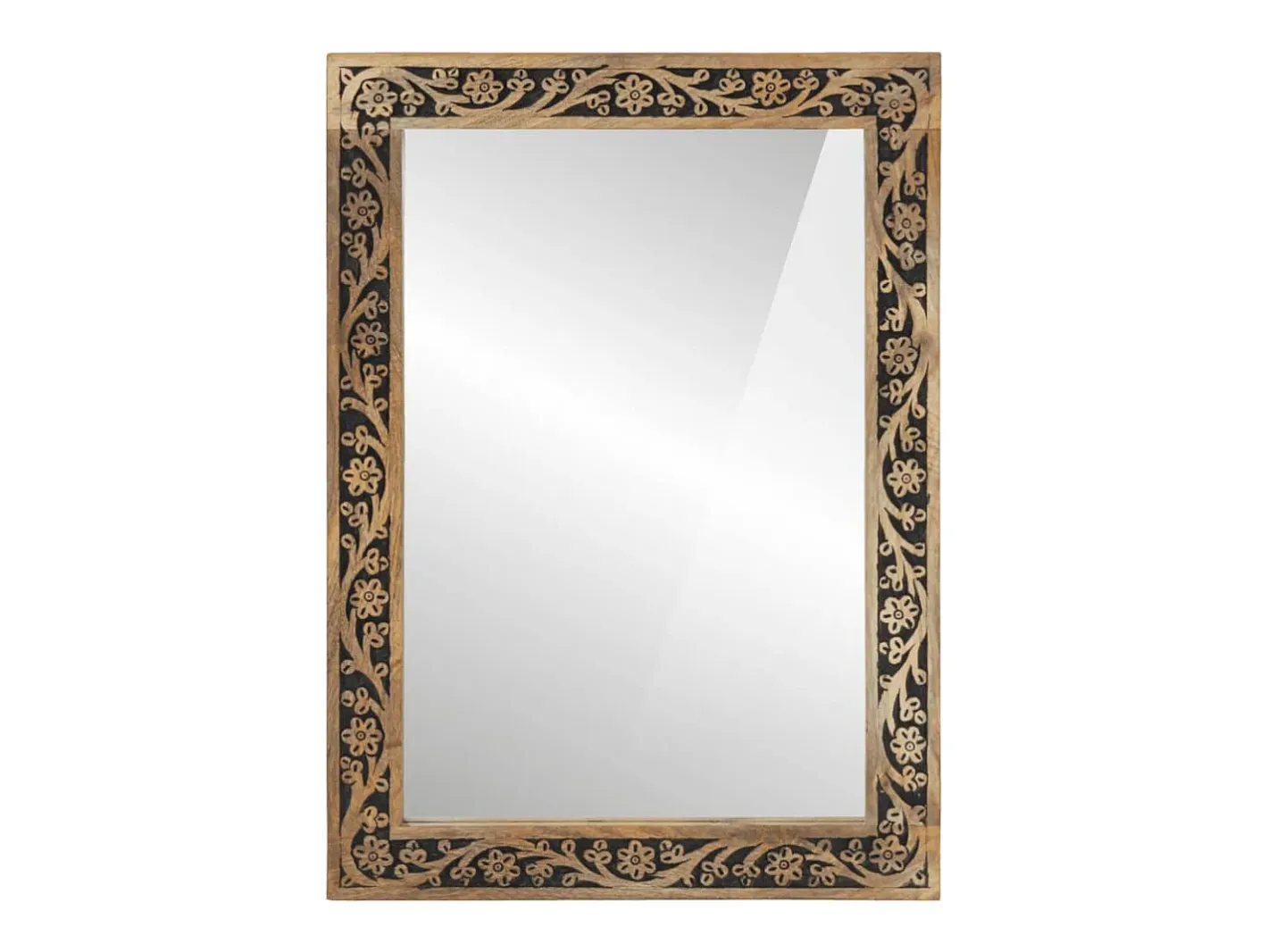 Best Espejo de baño madera maciza de acacia y vidrio 50x70x2,5 cm ES675940 Marru00f3n