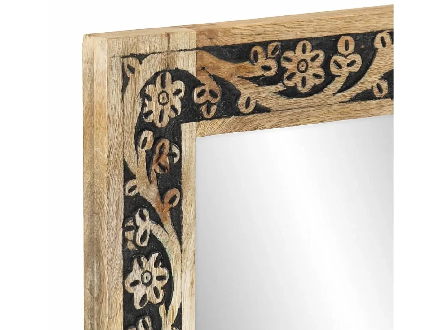 Best Espejo de baño madera maciza de acacia y vidrio 50x70x2,5 cm ES675940 Marru00f3n