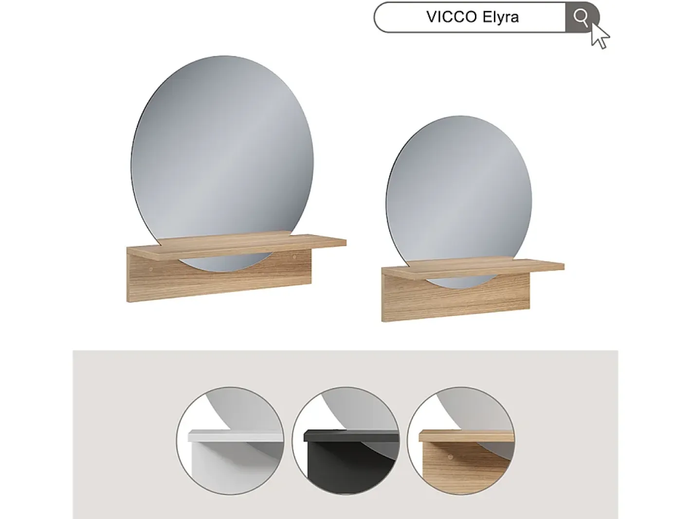 Vicco Espejo de baño 40x15x47.5 elyra Negro Outlet