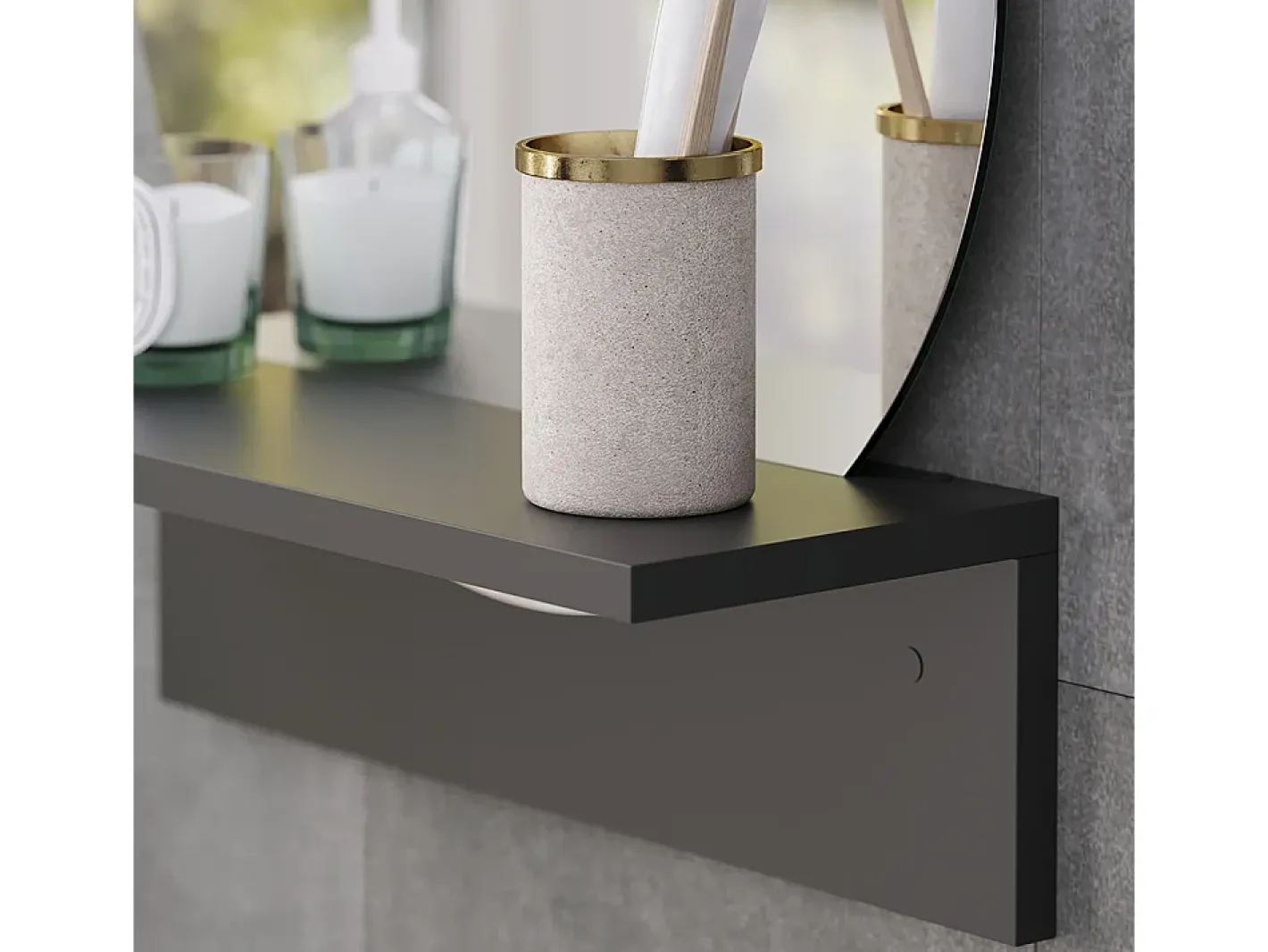 Vicco Espejo de baño 40x15x47.5 elyra Negro Outlet
