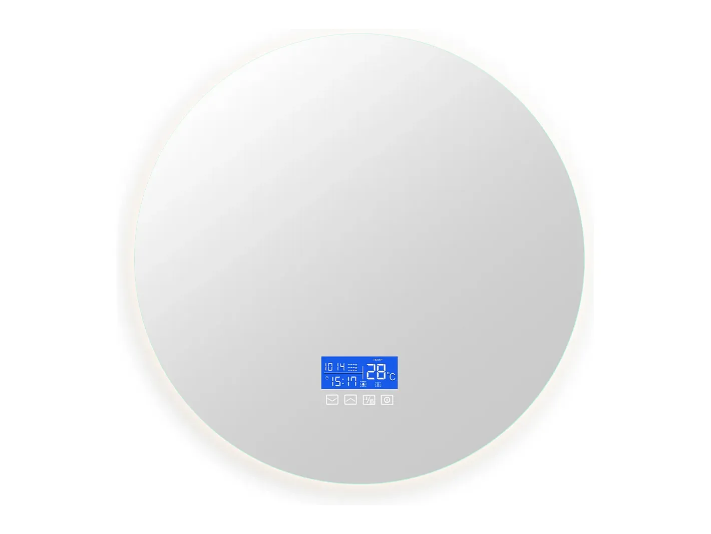 Espejo de baño, pantalla de temperatura, función antivaho, ajuste de brillo, D100CM Blanco Best
