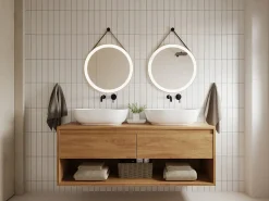 OZAIA Espejo de baño rectangular de estilo contemporáneo 50x80 o 50x140 cm DEMETRIA Negro Outlet