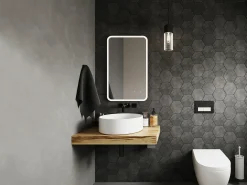 OZAIA Espejo De Pared|Espejo-Espejo de baño rectangular iluminado LIMORICO 50x80 cm Negro