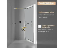 Fativo Espejo de baño rectangular iluminado con LED regulable y 4 botones táctiles - antivaho - 90x70cm Plateado Clearance
