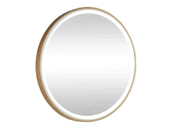 OZAIA Espejo De Pared|Espejo-Espejo de baño redondo iluminado negro con Luces LED, L80 x A80 cm, NUMEA Dorado