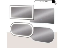 Vicco Espejo de baño vidrio 100x50x2.8 miral Transparente New