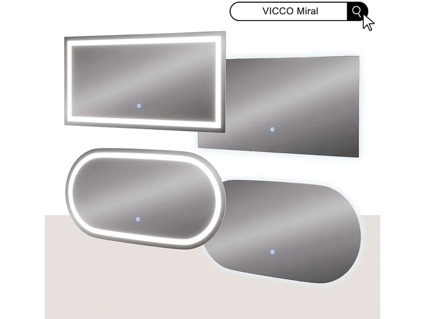 New Vicco Espejo de baño vidrio 80x40x2.8 miral Transparente