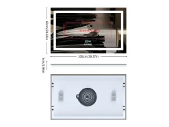 Fativo Espejo-Espejo de baño 100x60cm LED regulable + antivaho + Bluetooth 5.2 + Reloj + 3 colores 4 botones Plateado