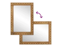 Espejo-Espejo de baño 50x70x2,5 cm madera maciza de mango y cristal Marru00f3n